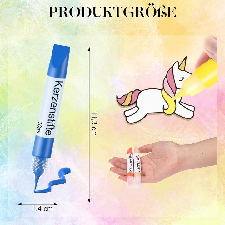 Ovaletta 16 Stück Kerzenstifte, Kerzen Bemalen Set, Wachsstifte für Kerzen, Candle Pen Ideal zum Dek