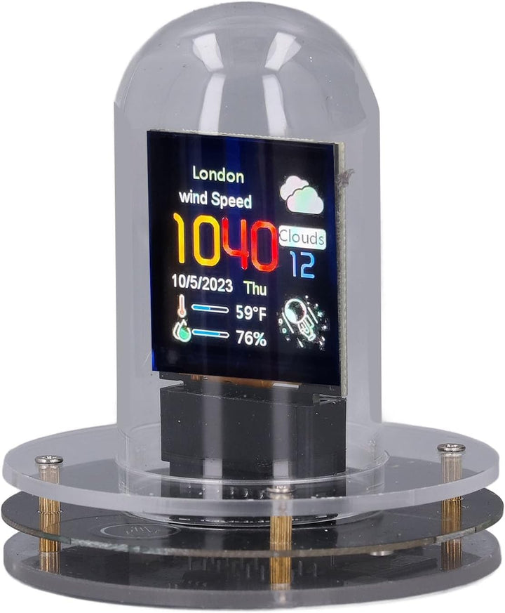 WiFi Nixie Röhren Uhr, Digital, 12/24 Stunden Anzeige, Wetteranzeige, IPS Display, Quarzglas