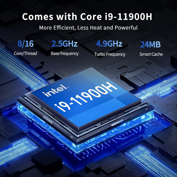 Mavsloly Mini PC mit Core i9-11900H, 32G RAM, 1T SSD Desktop Computer, 4K, 1x HDMI, 1x VGA Dual Disp