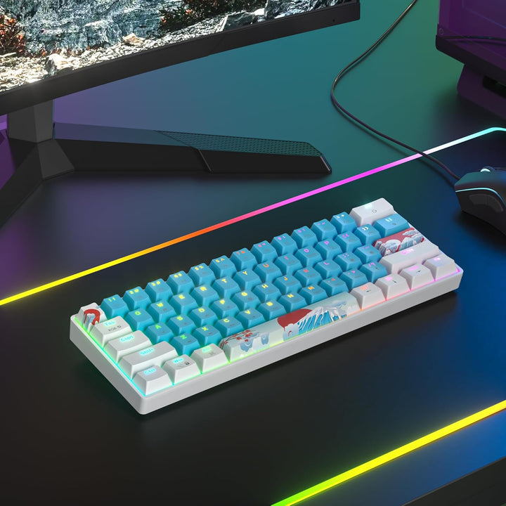 Gaming Tastatur 60 Prozent, Wired RGB Mechanische Tastatur America QWERTY, Mini 61 Tasten USB Tastat