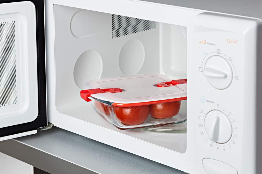 Pyrex Cook & Heat – Set mit 3 identischen quadratischen Behältern – 1 l – Borosilikatglas – Lunchbox