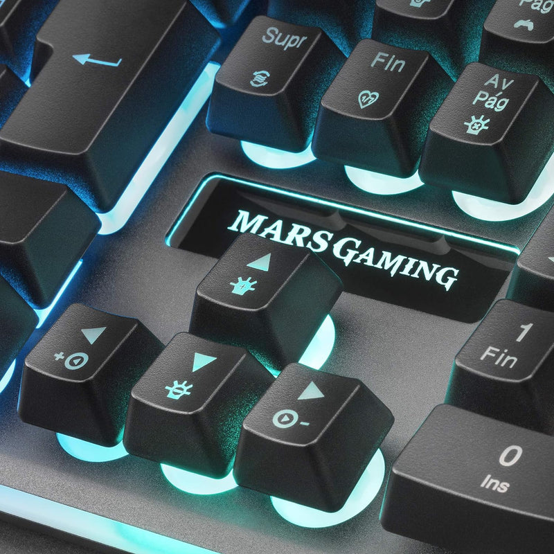 Mars Gaming MK320PT, Gaming Tastatur H-Mech, 13 Modi RGB & Halo, Gepolsterte Handballenauflage, Anti