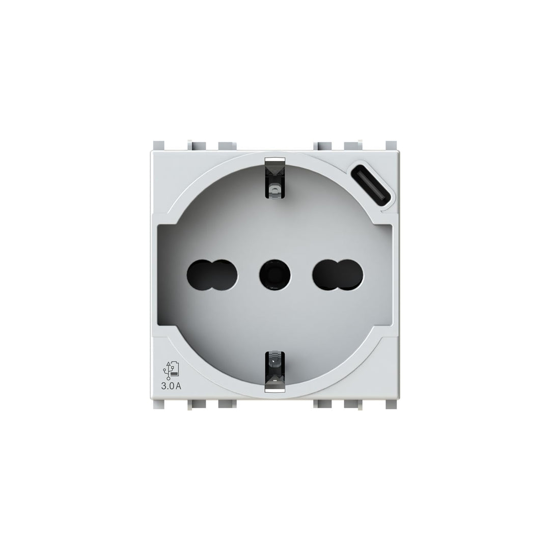 4box, P40 USB 3.0, Schukostecker mit USB-C, kompatibel mit Vimar Plana, Weiss