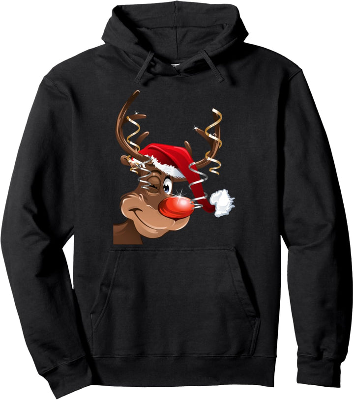 Süsse Rentier Rudolf Weihnachtsmütze Weihnachtsoutfits Kinder Pullover Hoodie