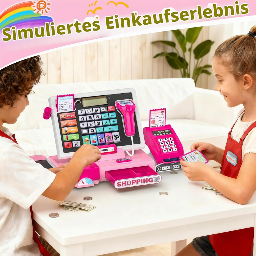 Elektronische Spielzeug Kasse Kinder mit Scanner und Sound, Supermarktkasse Rollenspielzeug, inkl. Z