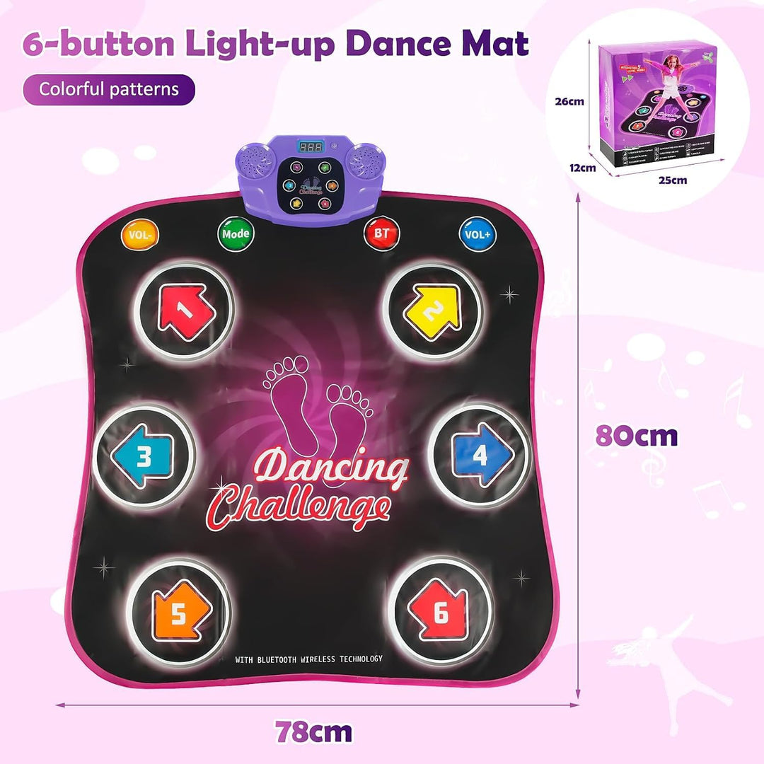 Tanzmatte für Kinder ab 3-12 Jahre, Musikmatte mit LED-Lichter, Kindertanzmatten mit 5 Spielmodi und