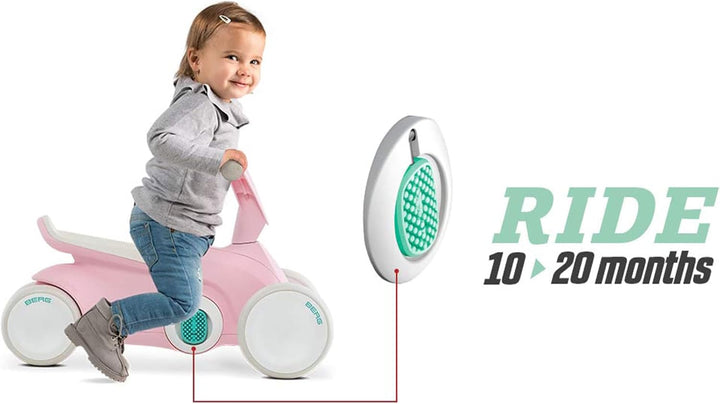 BERG GO2 2in1 Rutschauto Rosa | Kinderrutscher &amp; Laufrad ab 1 Jahr | Kinderauto mit ausklappbaren Pe