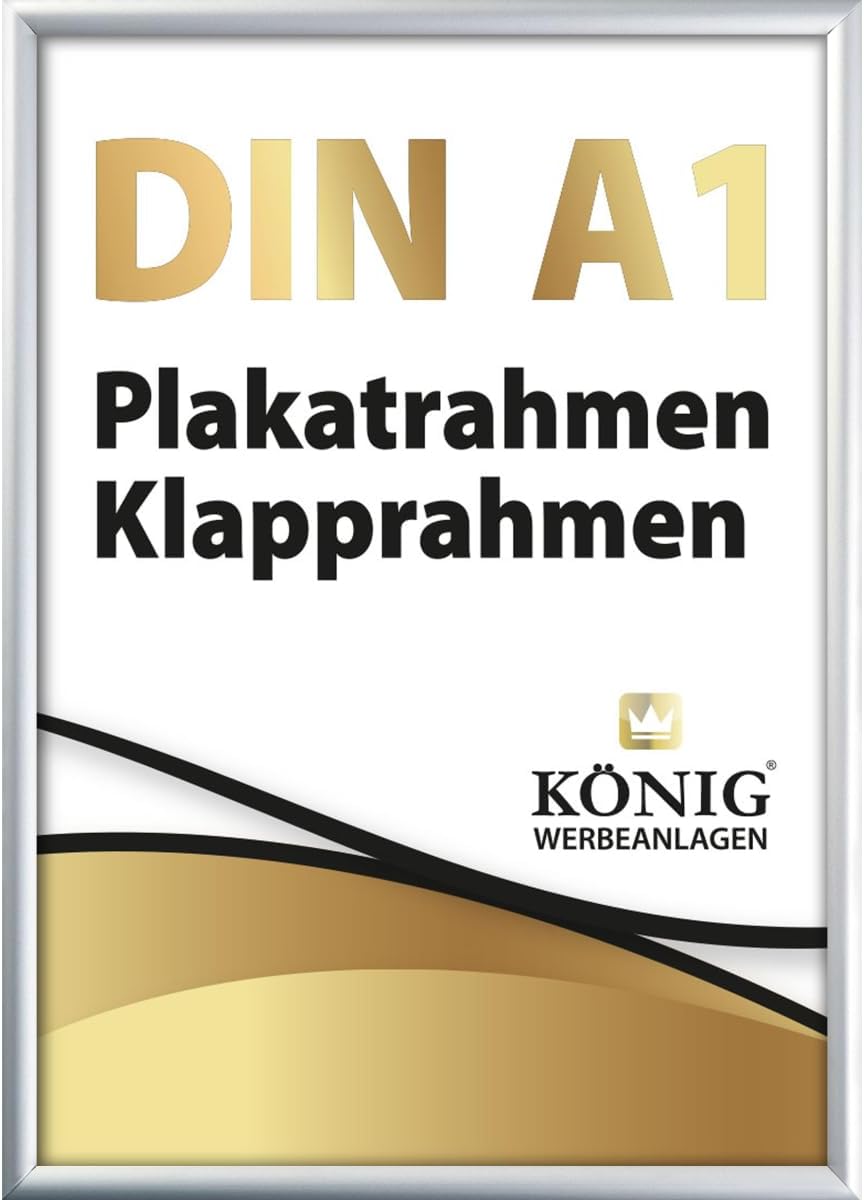 Dreifke Plakatrahmen DIN A1 | 25mm Alu Profil, eckig | silber | inkl. entspiegelter Schutzscheibe |