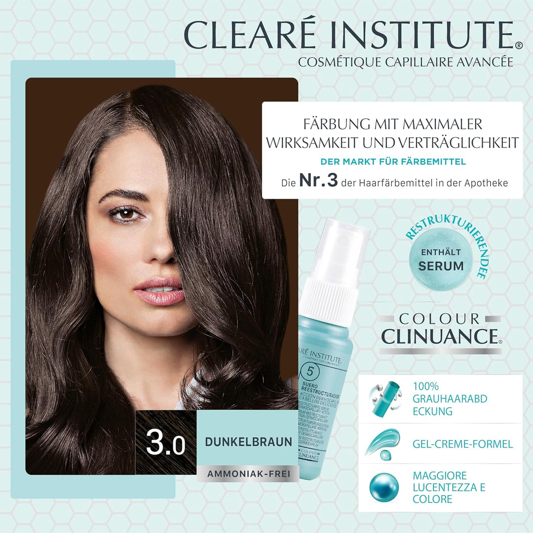 Clinuance | Permanente Coloration ohne Ammoniak | Empfindliches Haar | 3.0 Kastanienbraun Dunkel | 1