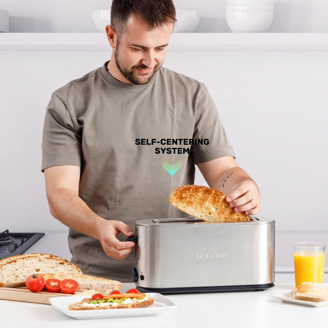 Taurus - Toaster Mytoast Legend 1000W | Edelstahlgehäuse | Extra grosser Schlitz 260x42 mm | 7 Bräun