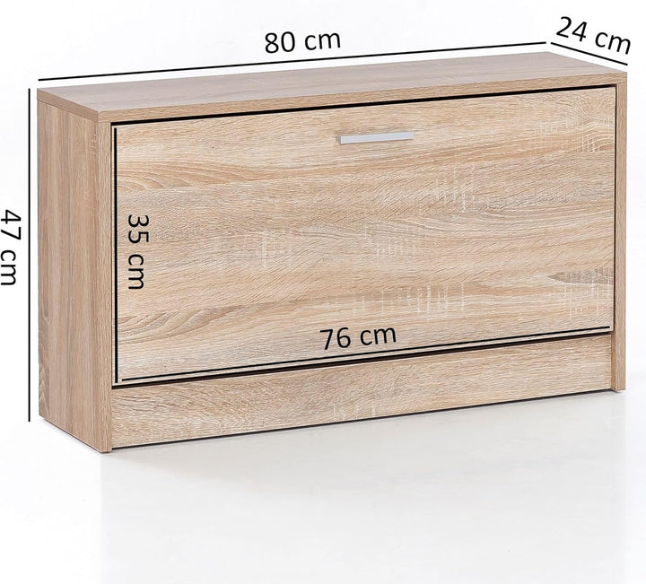 Wohnling Schuhkipper Split Modern 80 x 47 x 24 cm Holz Schuhregal Sonoma 1 Fach, Schuhkommode Flursc