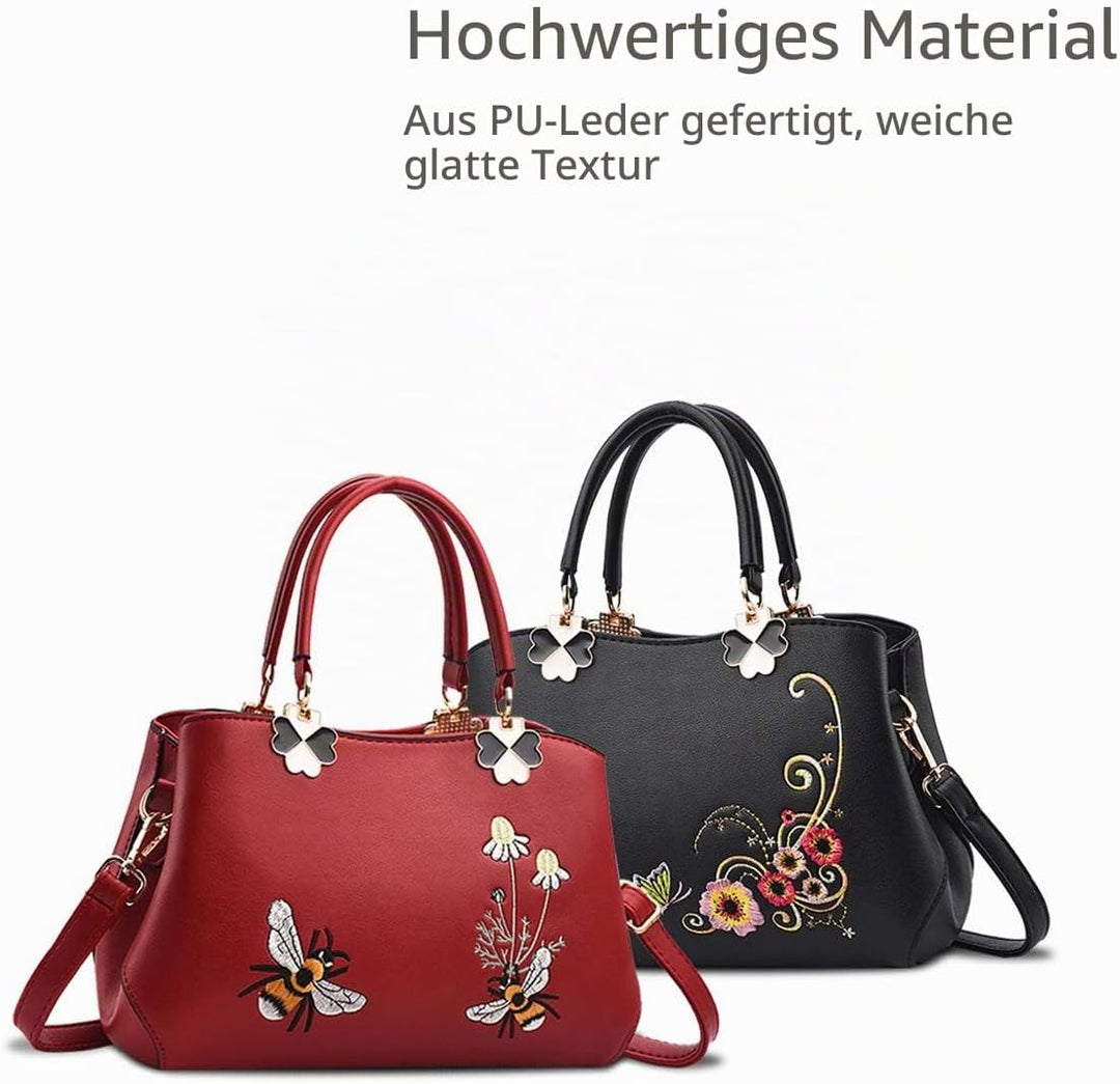 NICOLE&DORIS Handtaschen Damen Mode Schultertasche Geldbörse Retro Umhängetasche Frau Tote Stickerei