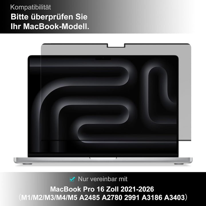 STARY 360° Magnetischer Blickschutzfolie für MacBook Pro 16 Zoll (2021-2024,M1, M2, M3, M4, Pro, Max