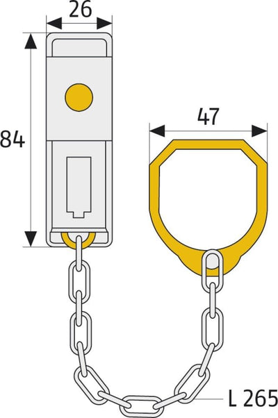 ABUS Türkette abschliessbar SK99, silber, 21542 mit Zylinderschliessung, mit Zylinderschliessung