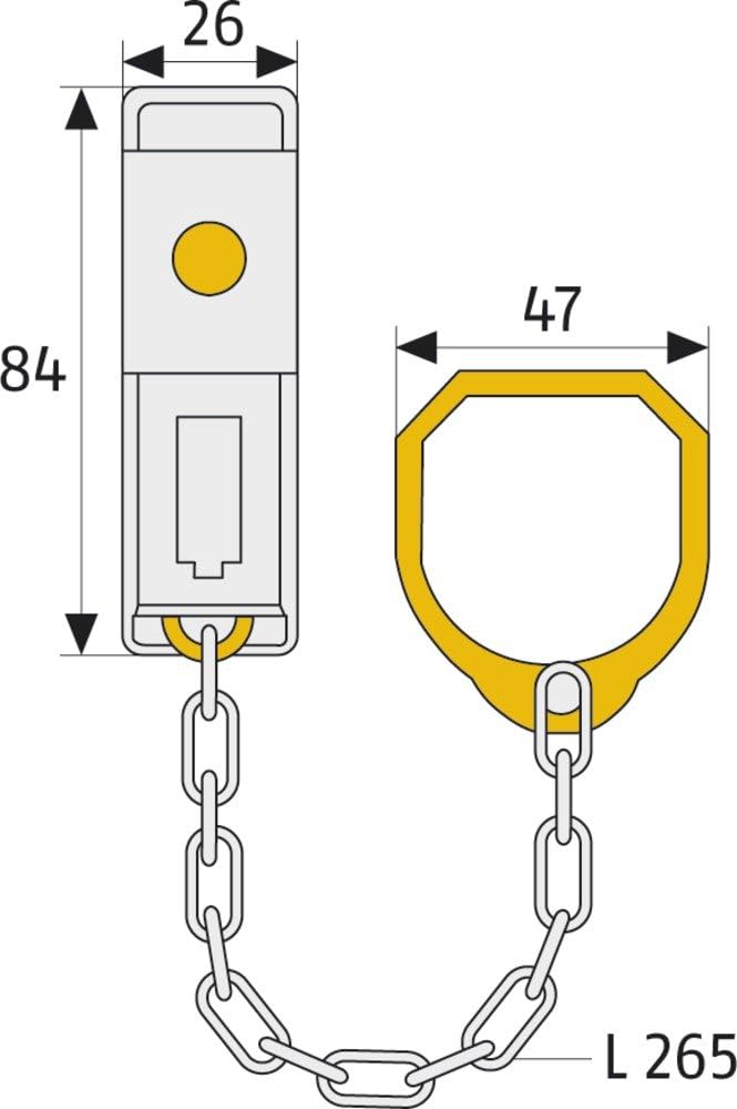 ABUS Türkette abschliessbar SK99, silber, 21542 mit Zylinderschliessung, mit Zylinderschliessung