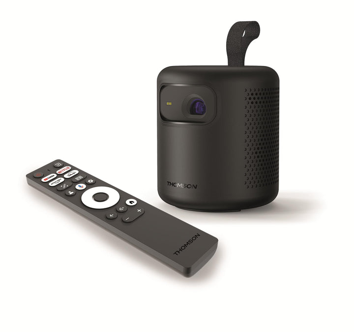 Thomson Vega PG35B Tragbarer Full HD Beamer, Smart LED Projektor mit Google TV, integriertem Akku, 3