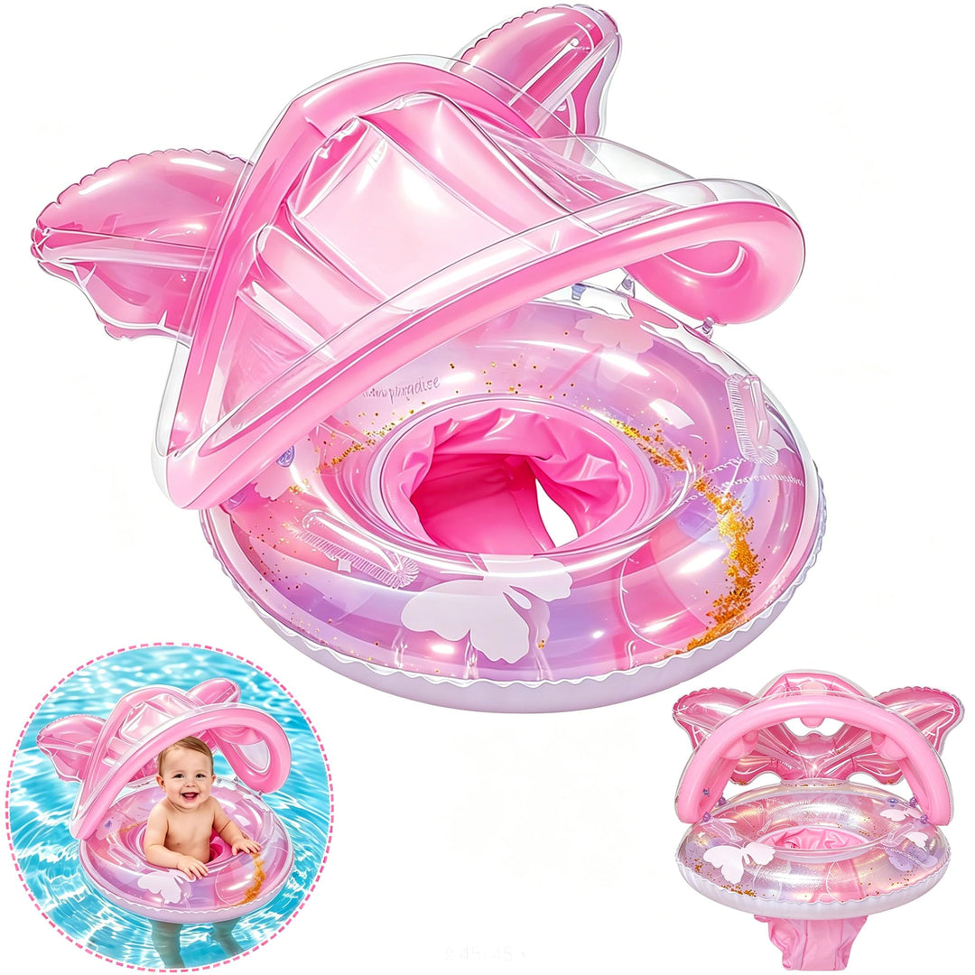 Schwimmring Baby mit Sonnendach, Baby Schwimmring ab 6-36 Monate,Aufblasbarer Schwimmhilfe Baby ab 1