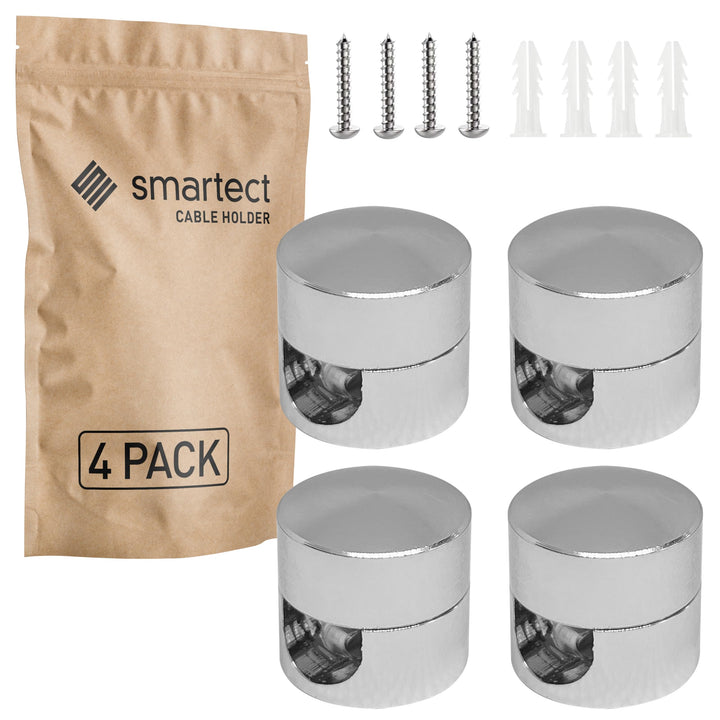 smartect Aluminium Wand- und Deckenpins für Textilkabel [4 Stück, Metall] Deckenbefestigung mit Schr