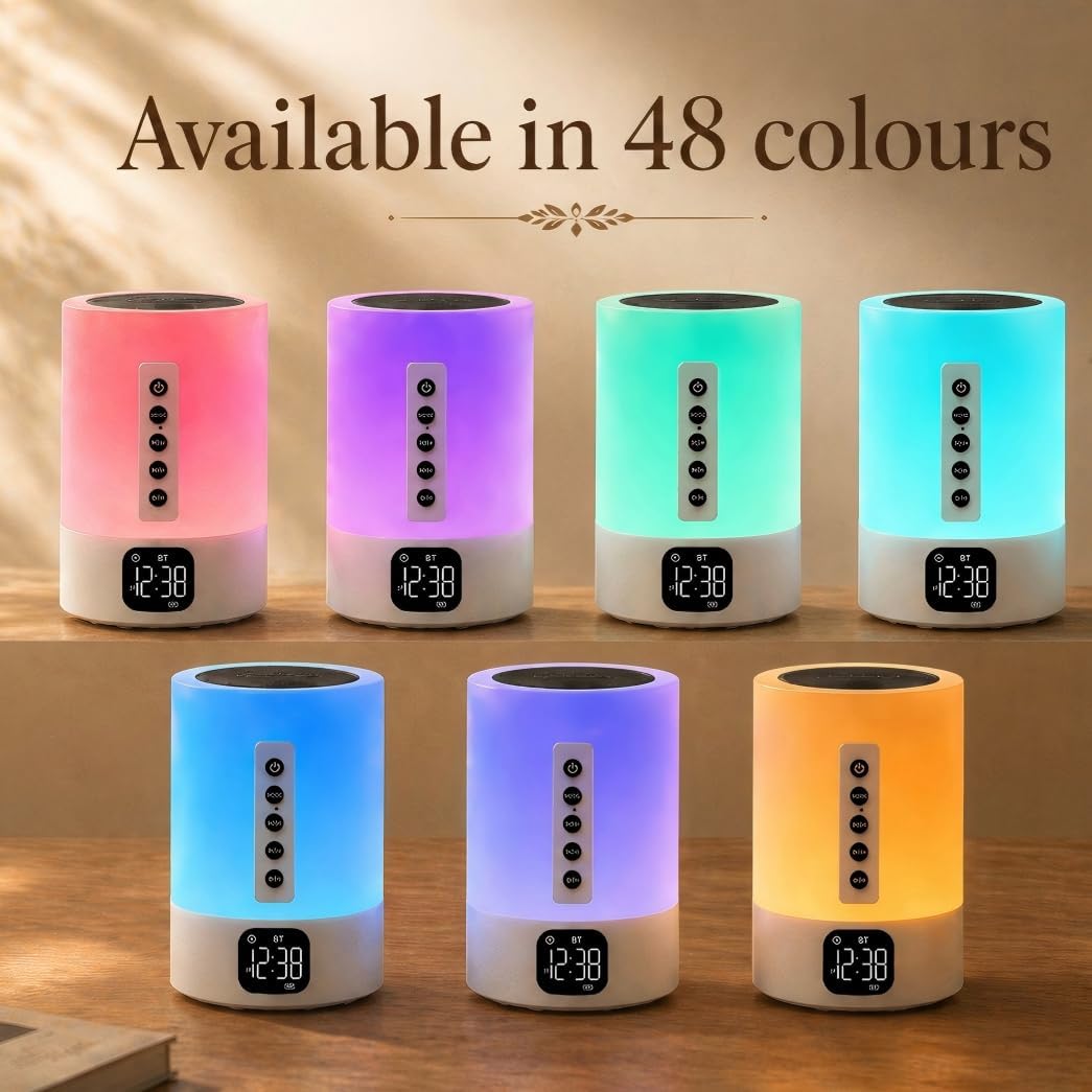 Bluetooth Lautsprecher mit Licht, Wecker mit Licht, Touch Dimmbar Nachttischlampe, White Noise Machi