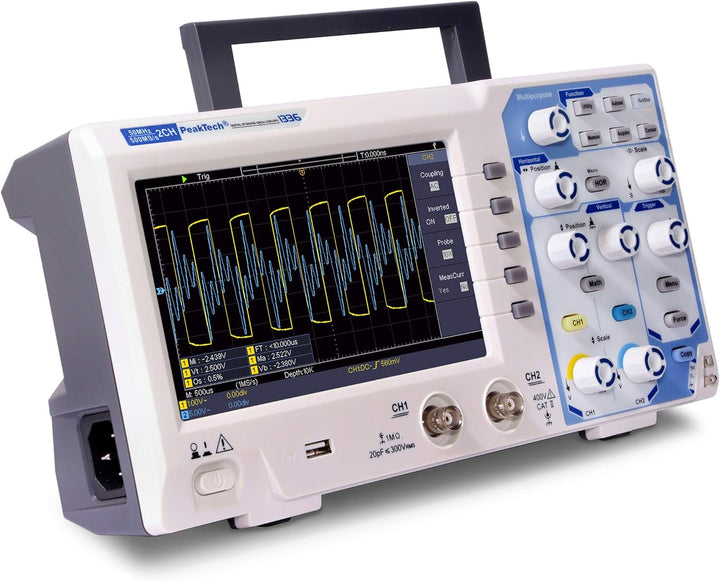 PeakTech P 1336 50 MHz 2-Kanal Digital-Speicher-Oszilloskop mit USB-Schnittstelle, 15 W, 240 V, 50 M