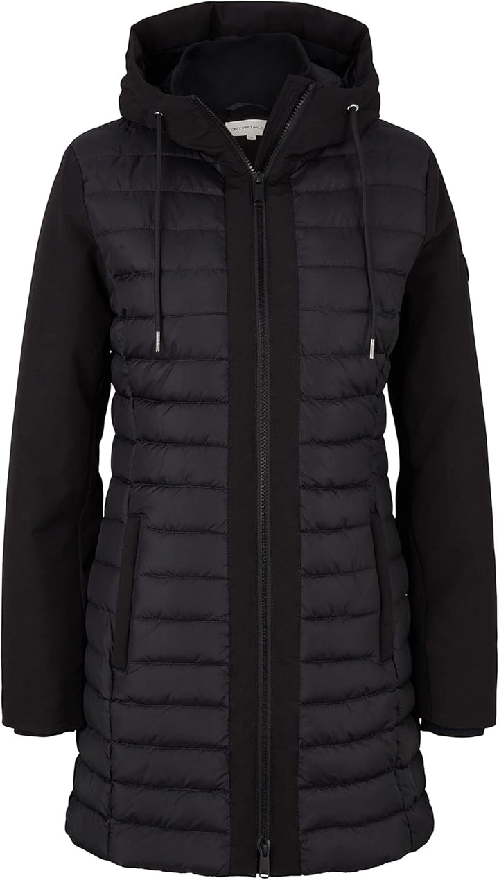 TOM TAILOR Damen Lange Softshell Steppjacke XXL 14482 - Deep Black, XXL 14482 - Deep Black