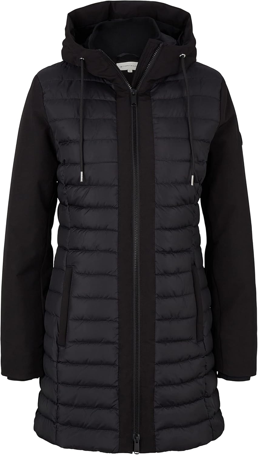 TOM TAILOR Damen Lange Softshell Steppjacke XS 14482 - Deep Black, XS 14482 - Deep Black