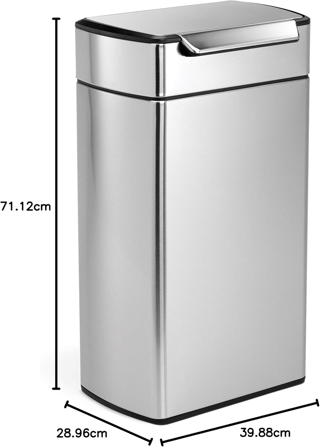 simplehuman CW2014 40 Liter, rechteckiger touch-bar Abfalleimer, Mülleimer Küche, gebürsteter Stahl,