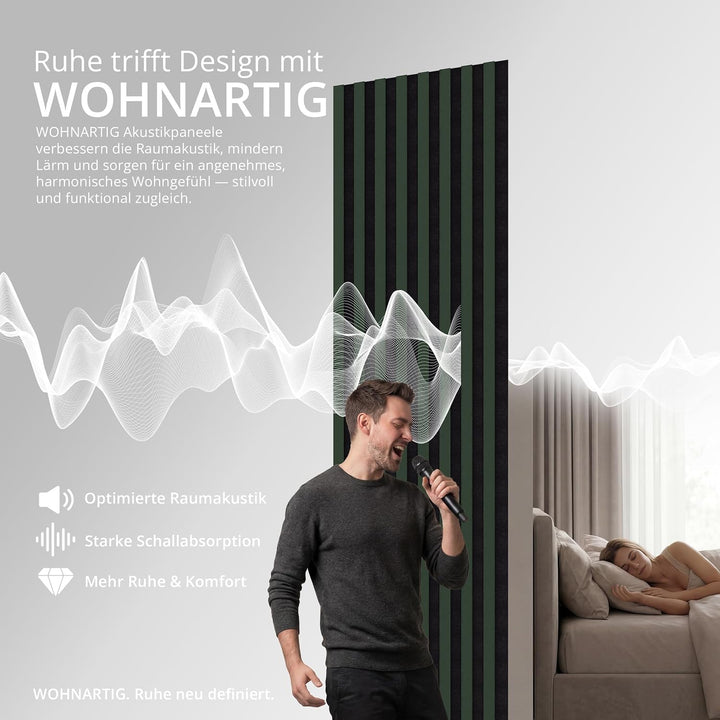 wohnartig® Akustikpaneele SPAZIO 1,404m² – 260cm x 54cm* Set – (Set = 2Stück 260cm x 27cm) | Farbe: