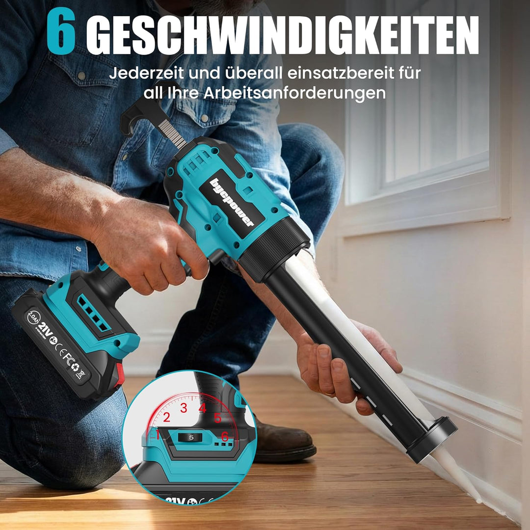 Akku-kartuschenpresse kompatibel mit Makita LXT-18V, 2x2000mAh Akkus, 6 Geschwindigkeiten, Max 1100L