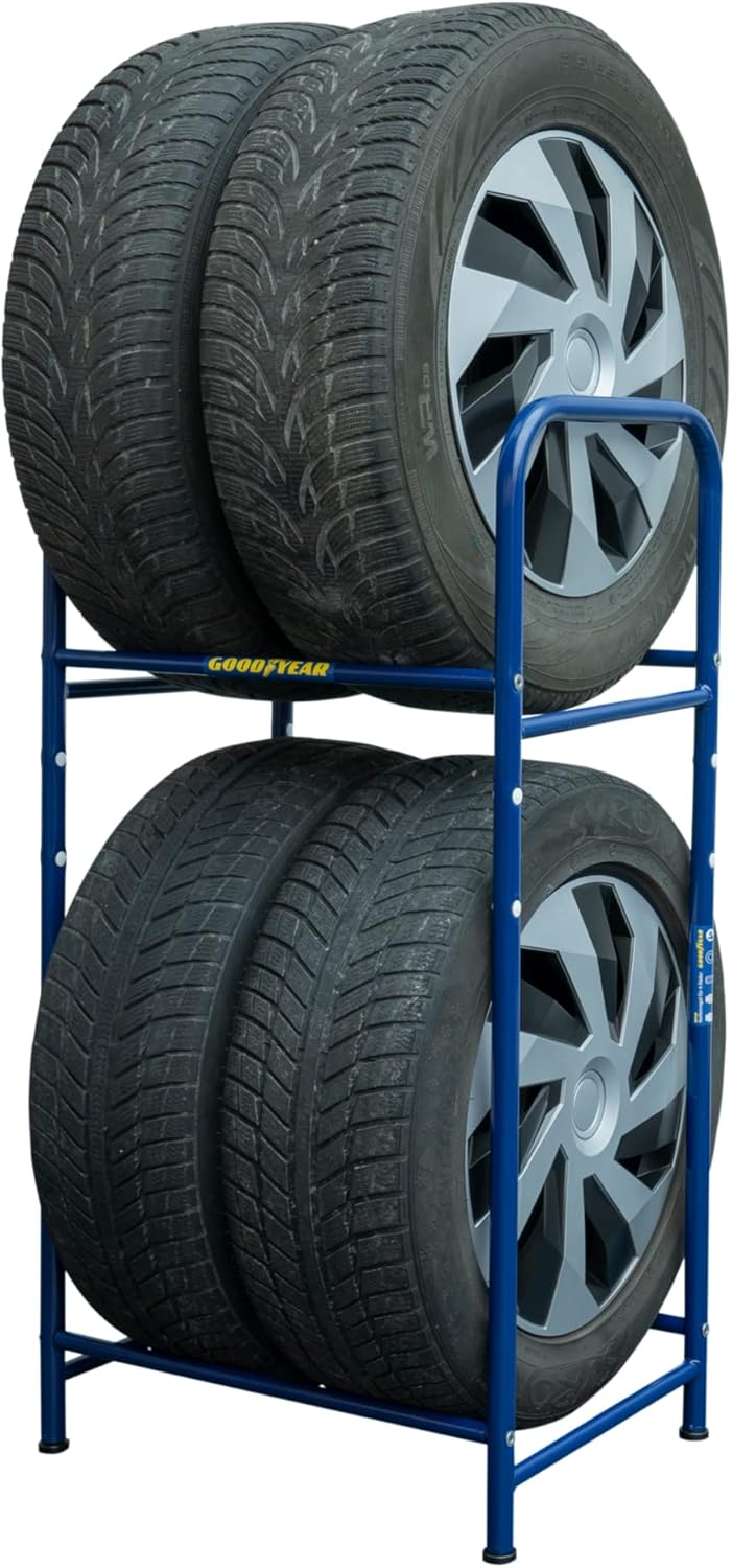 Goodyear Reifenregal für 4 Reifen, platzsparende Aufbewahrung, höhenverstellbar, 2 Ebenen, Tragkraft