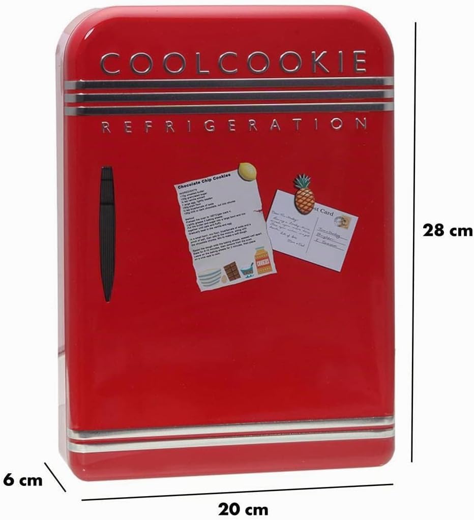 Blechdose in Retro-Stil Mini-Kühlschrank Aufbewahrungsdose 20 cm x 28 cm, lebensmittelecht, mit POWE