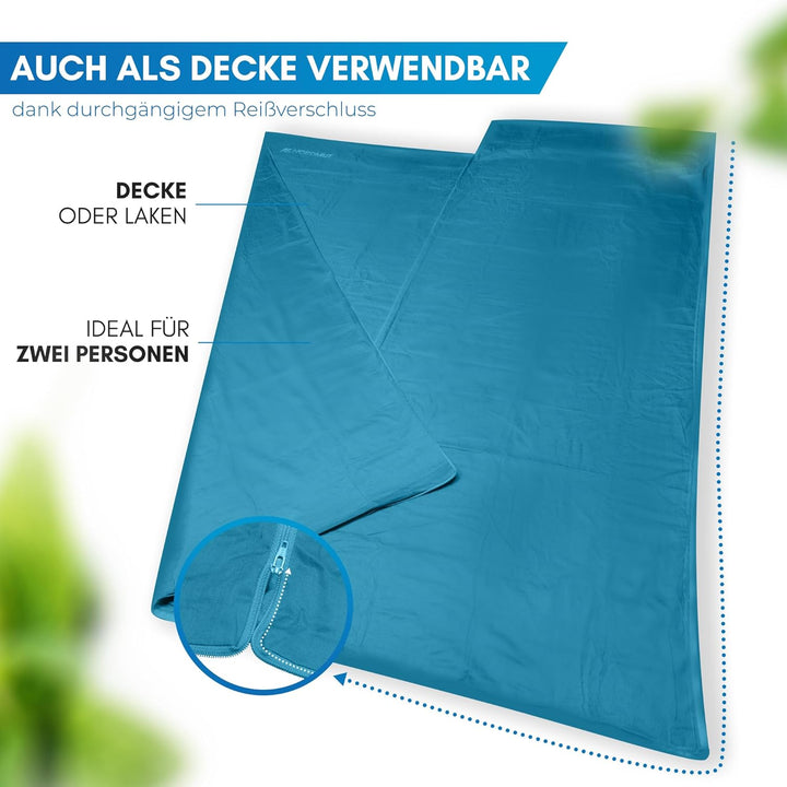 NORDMUT® Hüttenschlafsack Ultraleicht aus Mikrofaser oder Baumwolle - Reiseschlafsack atmungsaktiv k