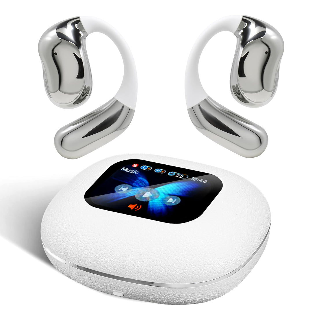Öffnen Ohrhörer, Open Earbuds mit Touchscreen, Knochenleitung Drahtlose Ohrhörer, Bluetooth 5.4, 120