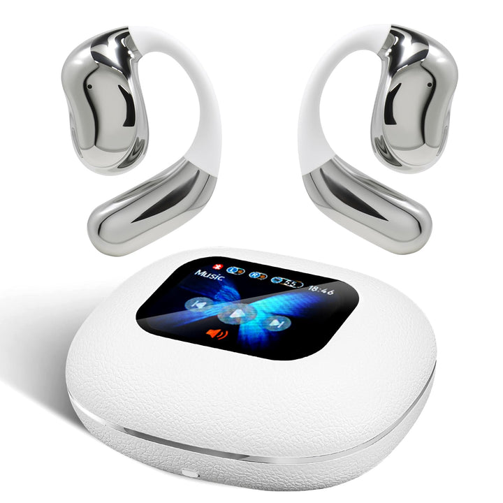 Öffnen Ohrhörer, Open Earbuds mit Touchscreen, Knochenleitung Drahtlose Ohrhörer, Bluetooth 5.4, 120