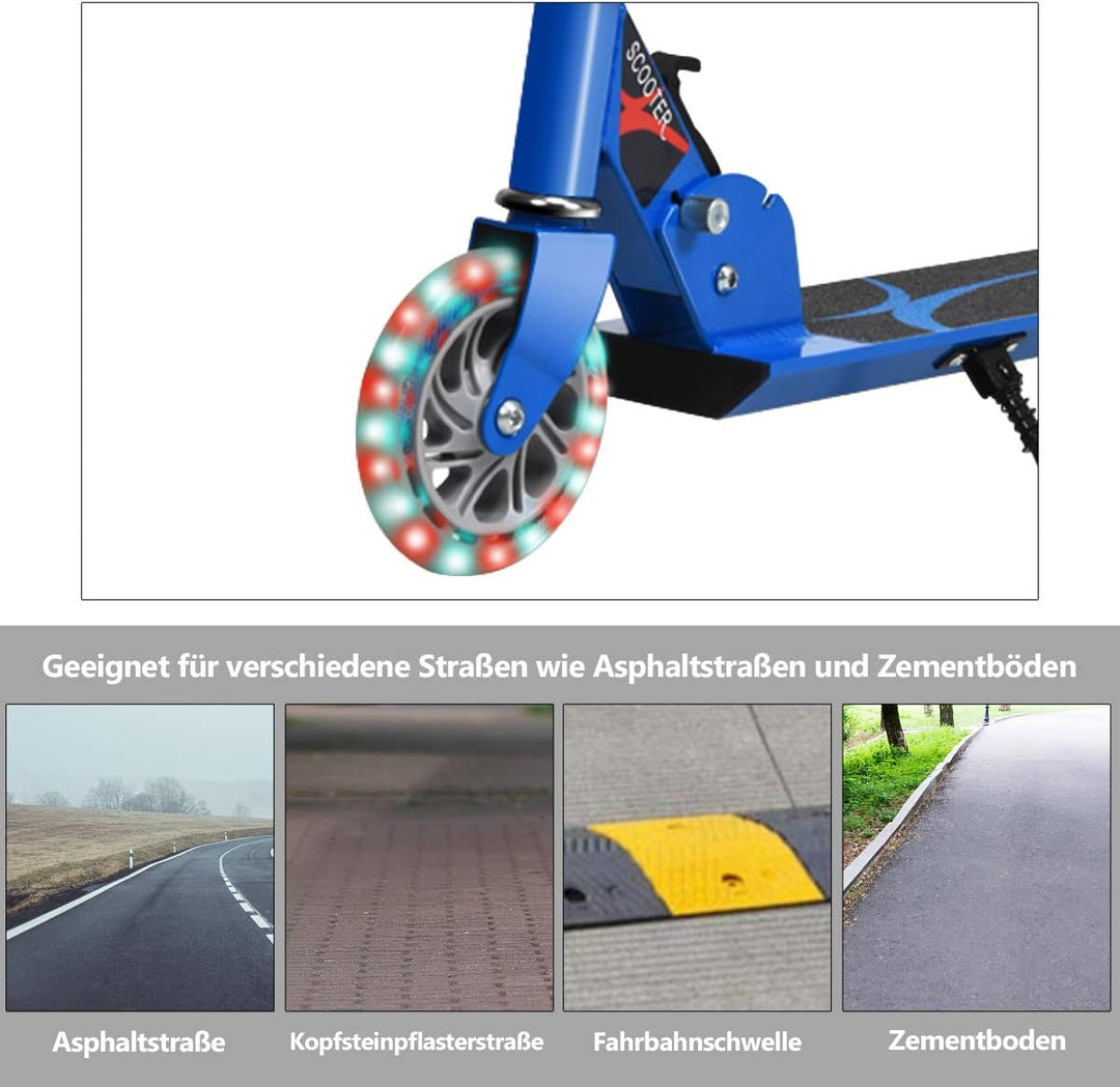 GYMAX Faltbare Kindersooter, Kinder Roller mit LED leuchtenden Räder, Tretroller 3 höhenverstellbar