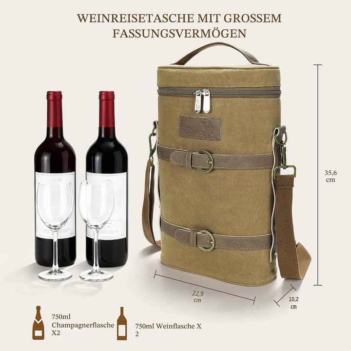 Kato Flaschentasche für 1 Flasche Kühltasche für Wein Bier Getränke Outdoor Tragetasche mit Trennwan