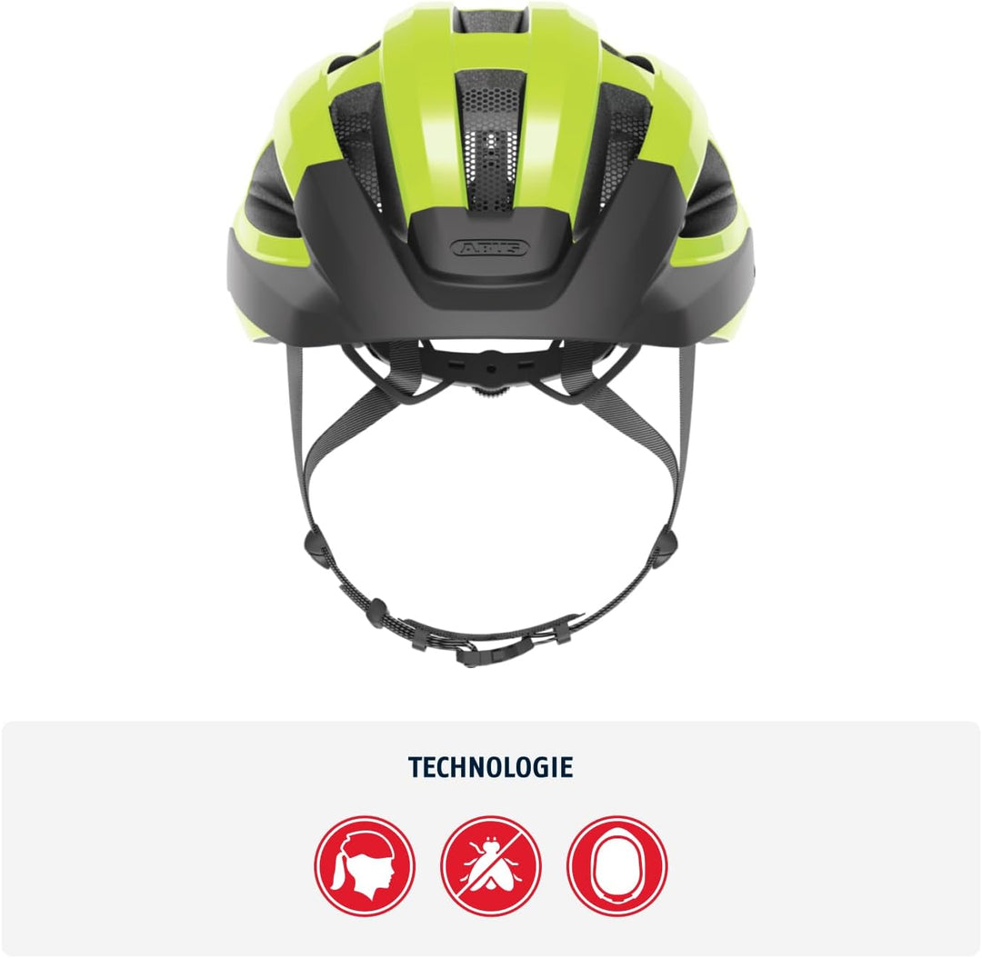 ABUS Rennradhelm Macator - sportiver Fahrradhelm für Einsteiger - auch für Zopfträger/-innen - für D