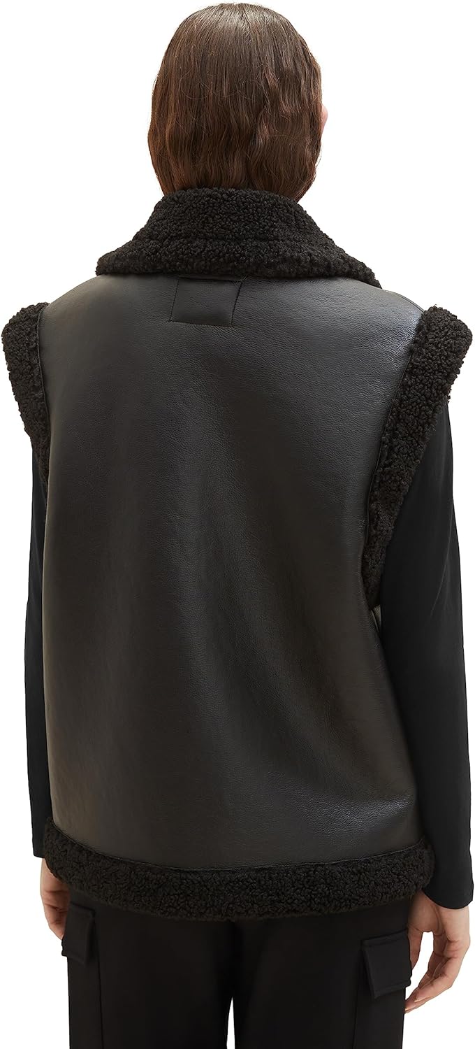 TOM TAILOR Denim Damen Sherling Weste L 14482 - Deep Black, L 14482 - Deep Black