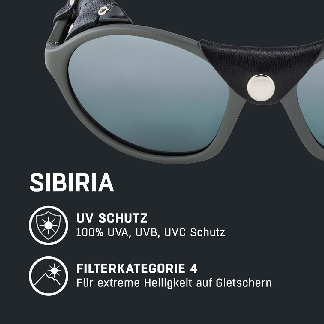 ALPINA SIBIRIA - Kat.4 Gletscherbrille mit seitl. Blend- & Windschutz aus Leder und Gletscherbrille1