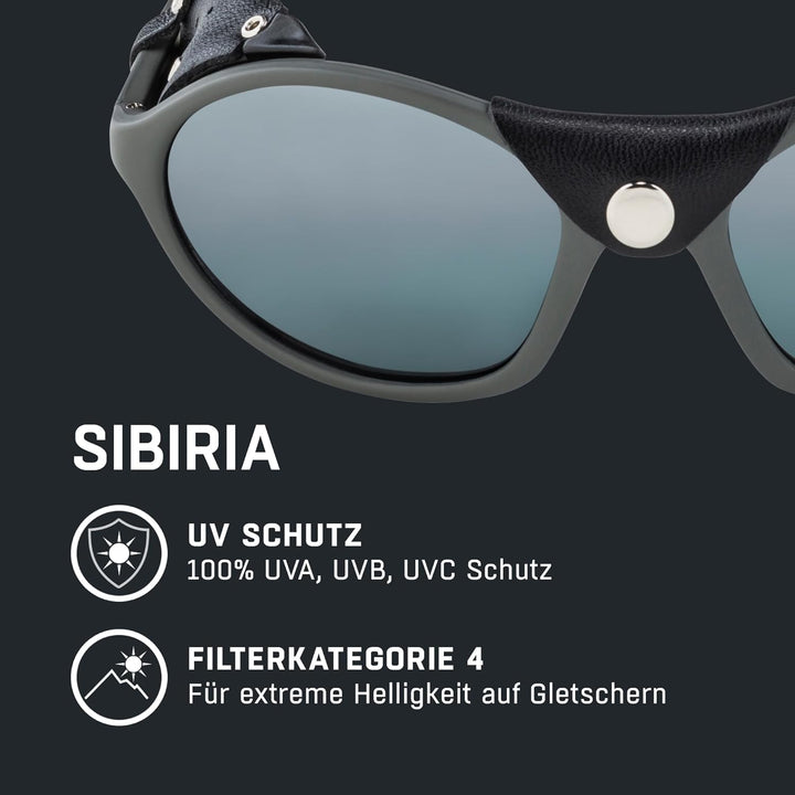 ALPINA SIBIRIA - Kat.4 Gletscherbrille mit seitl. Blend- & Windschutz aus Leder und Gletscherbrille1