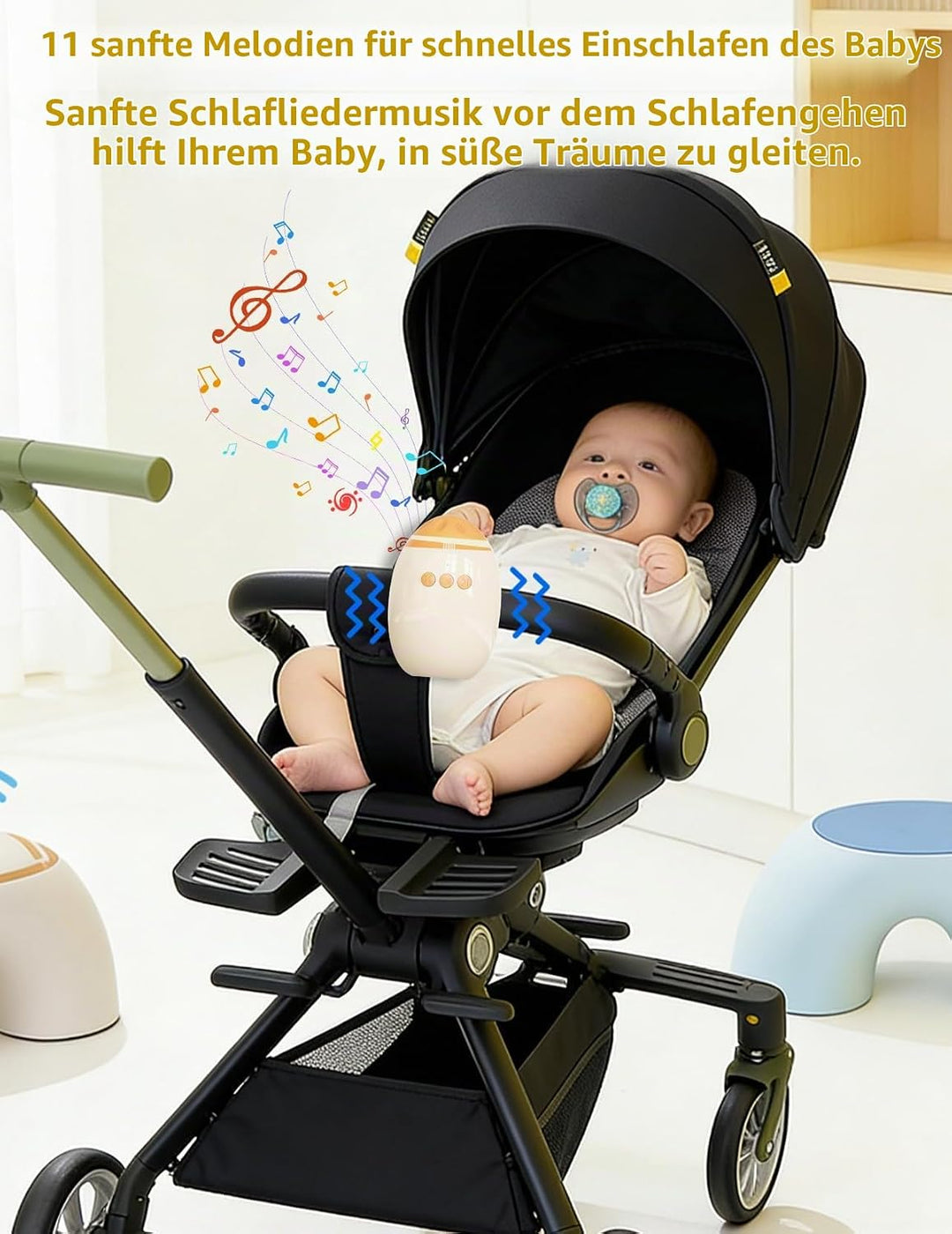 Kinderwagenschaukler, Wiederaufladbar Schlafhilfe für Babys Mit Timer, USB-C Aufladbar, Tragbare Sch