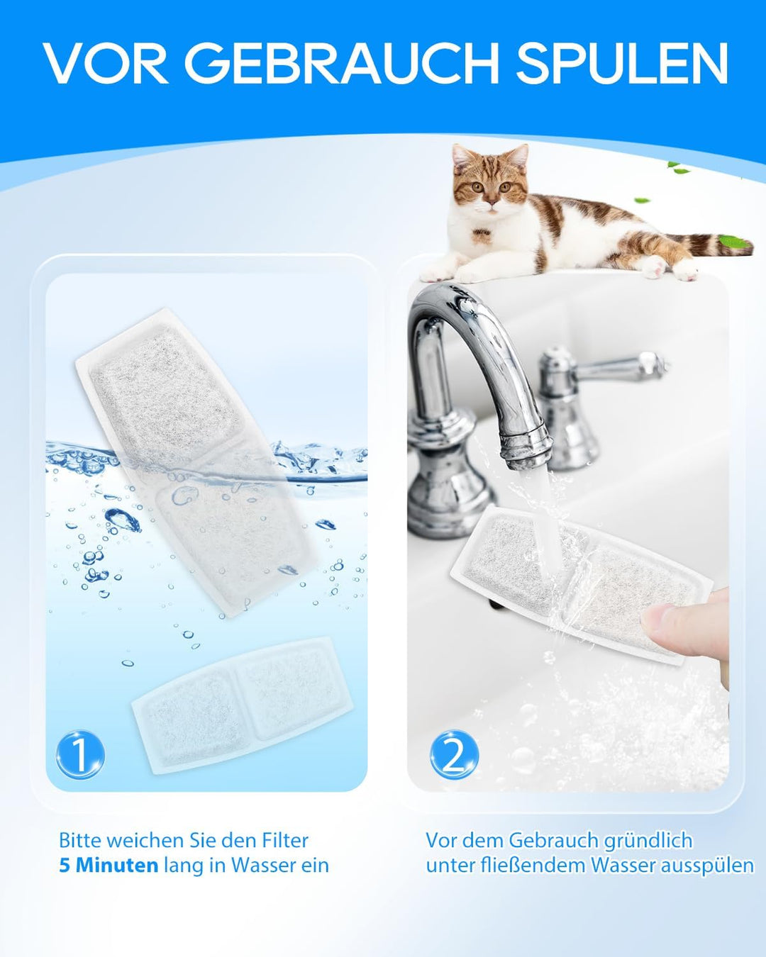 Haliya Katzenbrunnen Filter 12+12 Stück, Wasserfilter Trinkbrunnen Passend für Pliera 3.2L Katzenbru