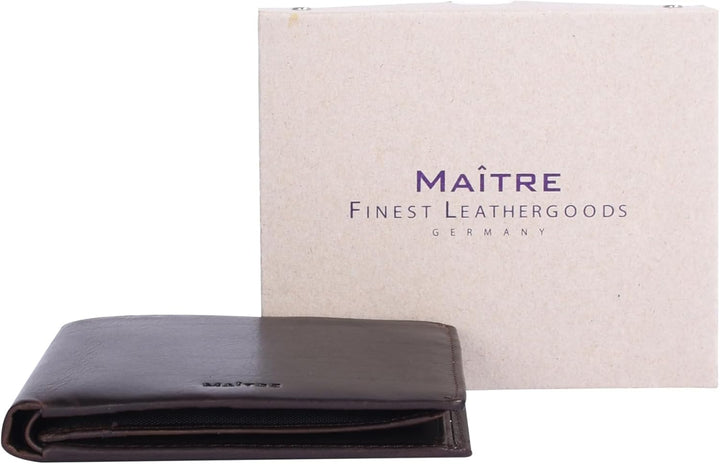 Maitre - birkheim Gandolf Billfold Geldbeutel aus Echtleder, Masse 12x10x1 cm, Dunkelbraun