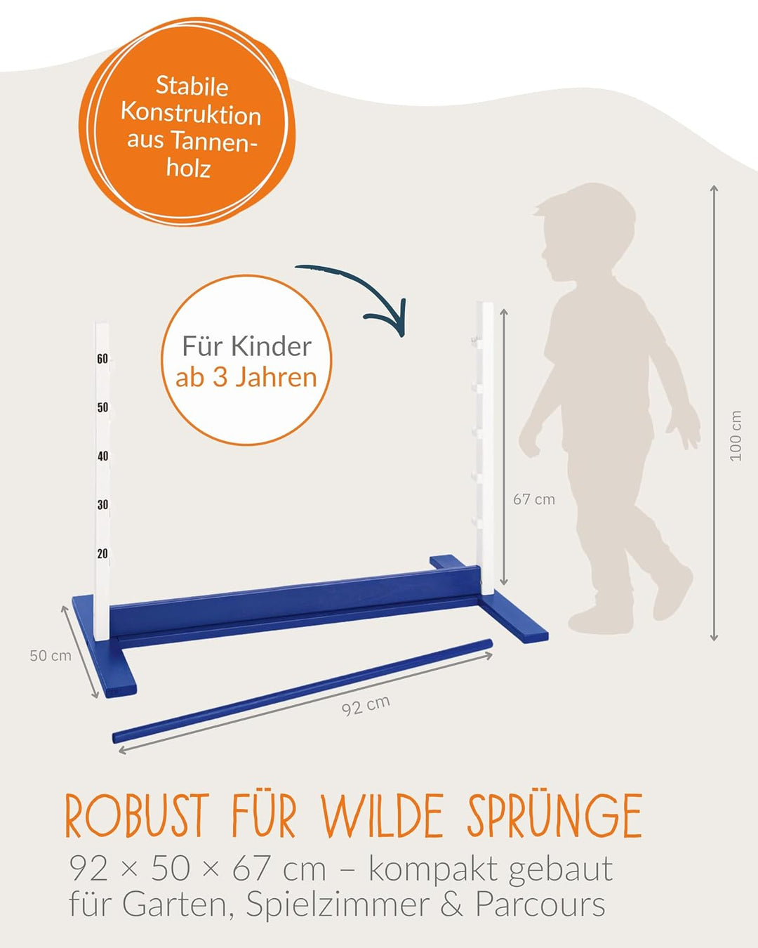 PINOLINO Hindernishürde Hoppe, Weiss/Blau, 1 Stück, Koordinationstraining – Ideal für Steckenpferd-R