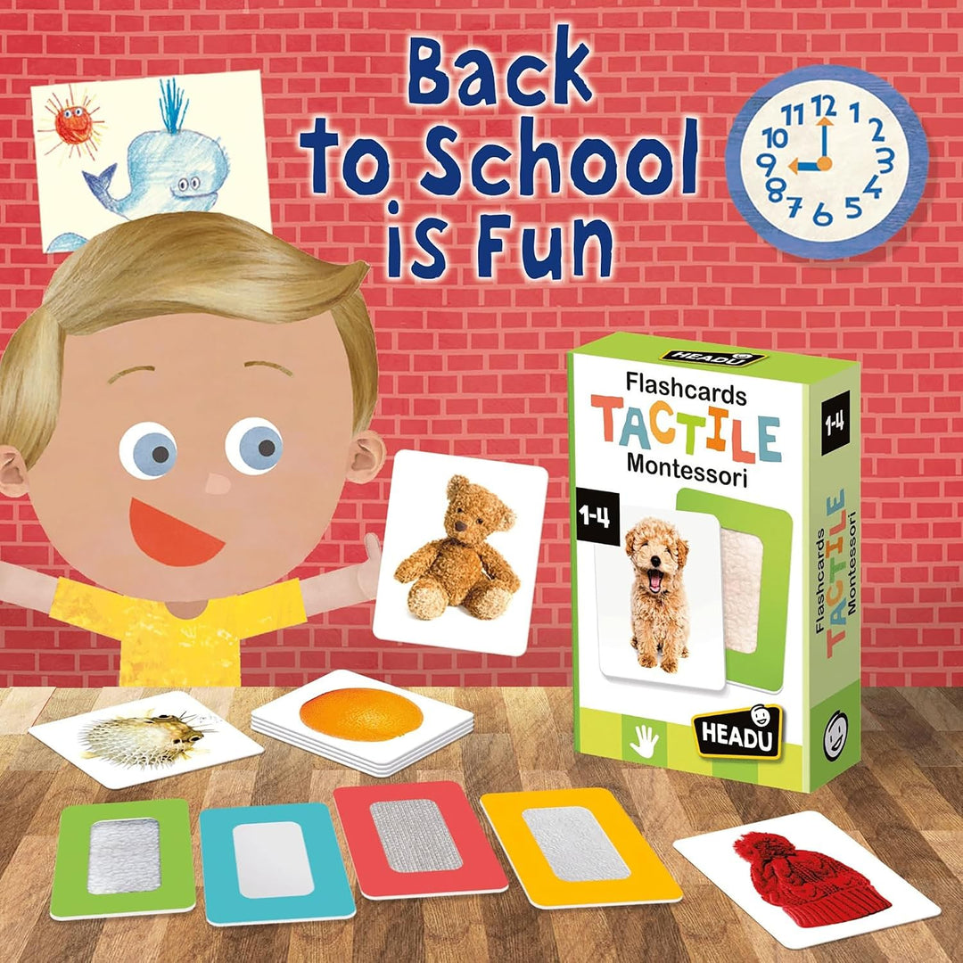 Headu - Flashcards Tactile Montessori - Lernspiel für Kinder von 1 bis 4 Jahren Single, Single