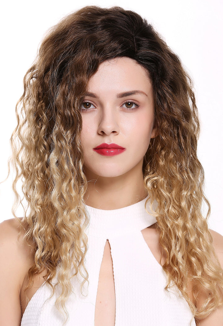 WIG ME UP - 803AD-Y-SC1911 Damenperücke Perücke Seitenscheitel Afro Krepplocken gelockt Ombre Braun