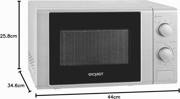 Exquisit® Mikrowelle, 20 l, 700 W, 5 Leistungsstufen, silberfarben, lackierte Innenausstattung, Schn