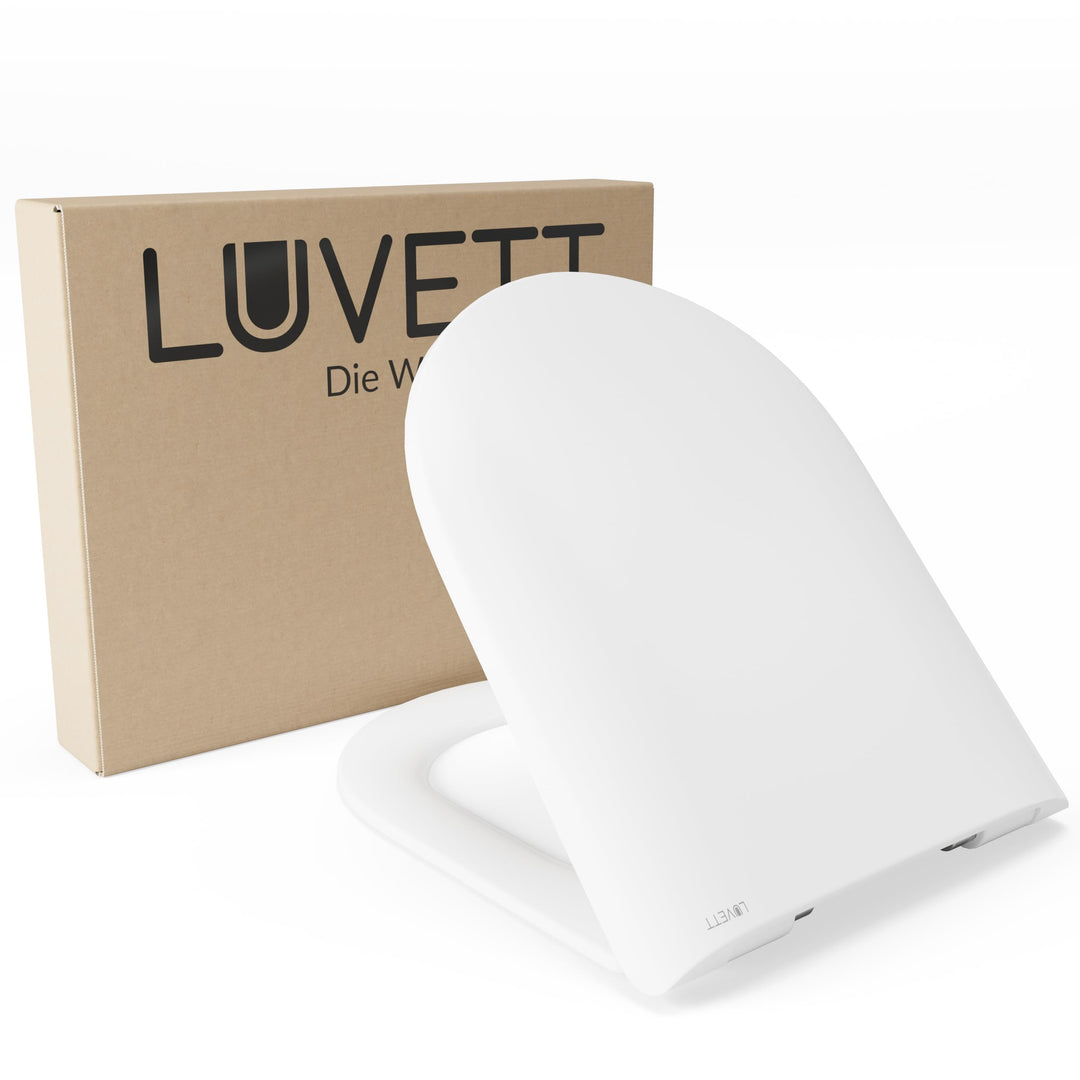 LUVETT® D350 Toilettendeckel mit Absenkautomatik D Form Weiss - SoftClose Klodeckel Abnehmbar - Klob