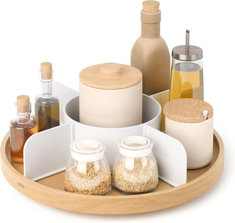 Umbra Bellwood Drehbarer Organizer, Lazy Susan Drehteller, Weiss/Natur, Lazy Susan