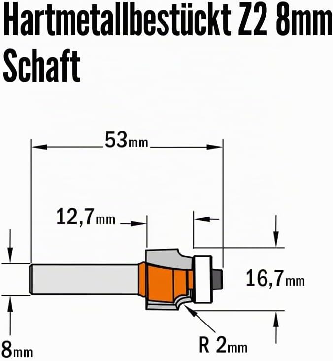 CMT Orange Tools 938.167.11 – Erdbeere R. Concavo mit rodam. HM S 8 I 12.7 R 2 D 16.7
